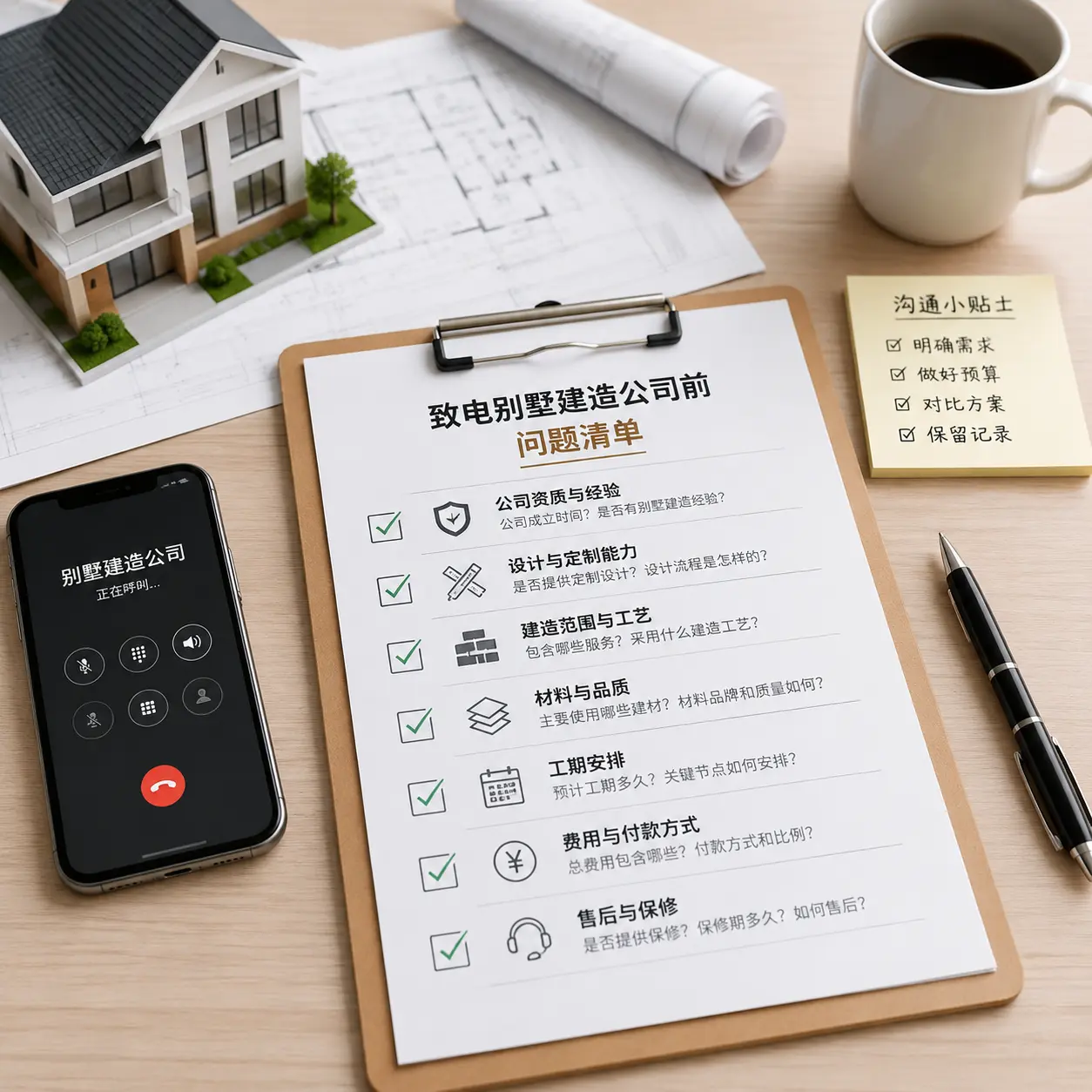 在赫章拨打别墅建造公司电话前的准备工作